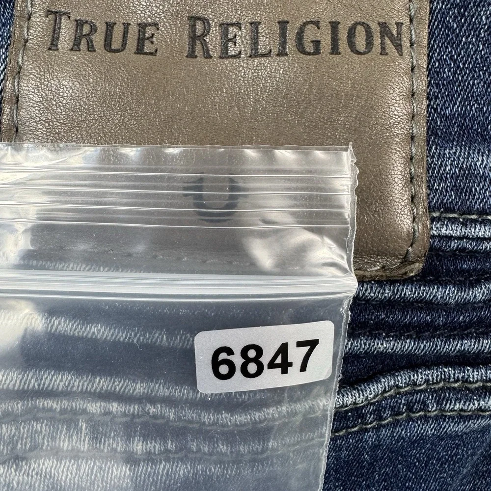 True Religion Moto Rocco Relaxed‎ Skinny Distressed Jean Size 40x34